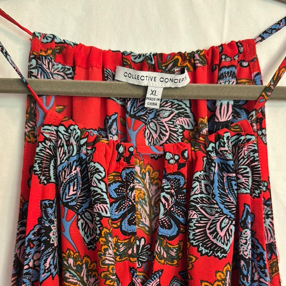 Collective Concepts Red and Blue Patterned Dress